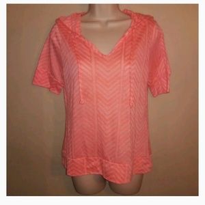 Balance collection orange striped hooded blouse